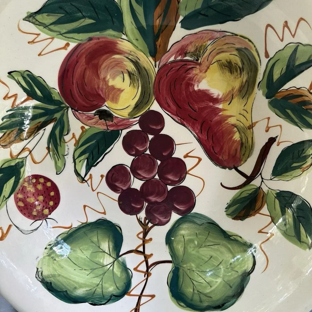 Vintage Hand Painted Japan Fruit Serving Dish 12.5” Ceramic Platter Centerpiece